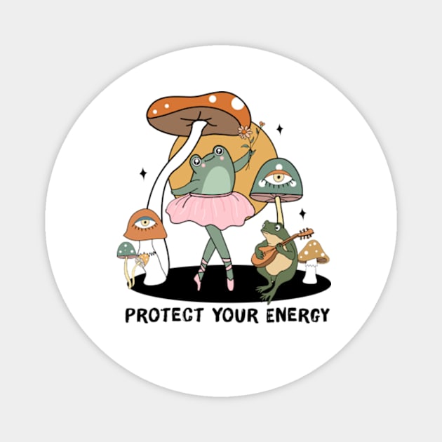 Funny Frog Protect Your Energy Mental Health Magnet by Shrtitude